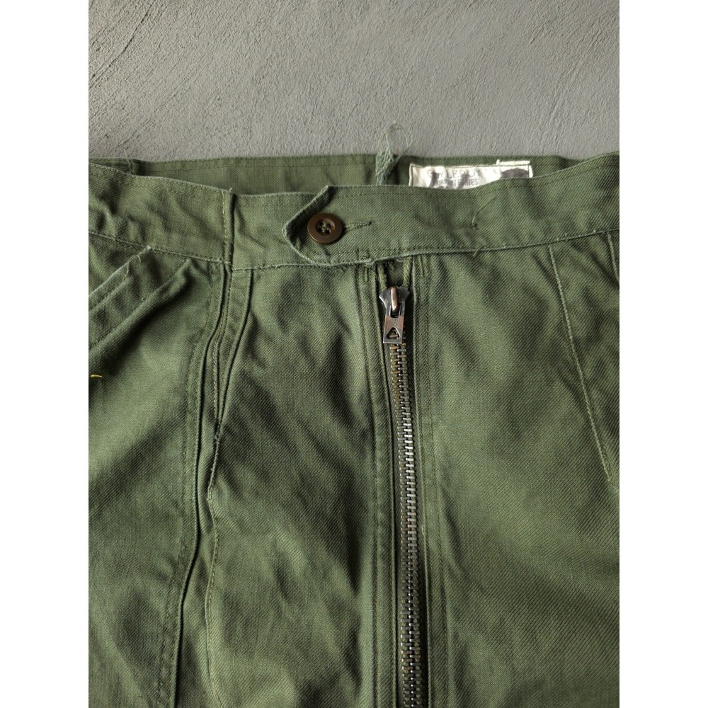 Vintage 1960s Guy Leroy Green Cotton Twill Mechanic Pants Military Style 32 x 27 - Picture 8 of 12
